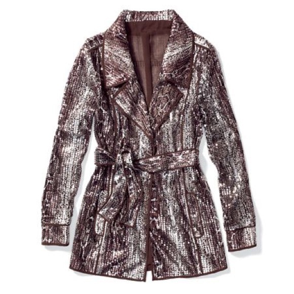 Chico’s Shiny Sparkling Silver Sequin Blazer Coat - Picture 2 of 8